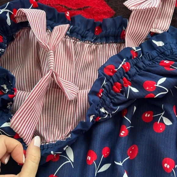 Tralala Japan Liz Lisa Cherry off the shoulder bow strap top S - Picture 2 of 3